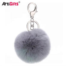 Hot selling customized nice design rabbit fur tassel pom pom keychain